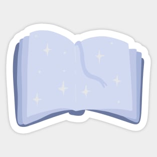 An open, magic blue book with stars for readers Sticker